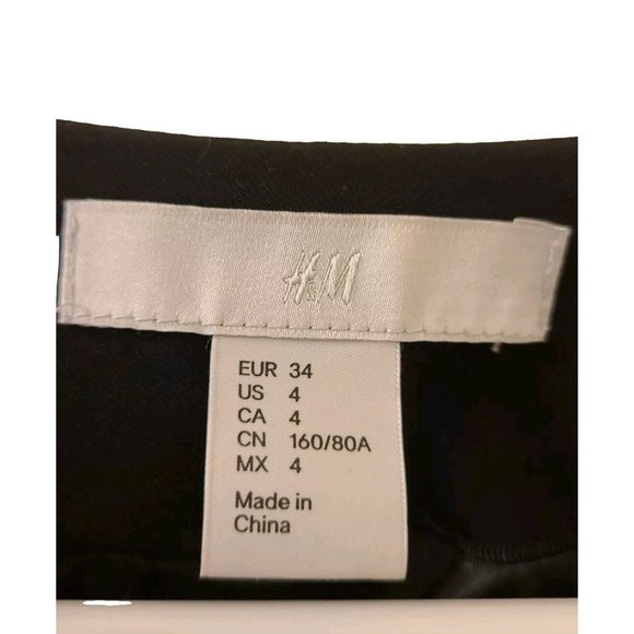 H&M‎ Black Blazer Jacket Gold Zipper Pockets Dress Workwear Size 4 - Picture 6 of 11
